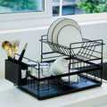 Double Layer Iron Kitchen Plate Dish Drainer Racks With Water Tray