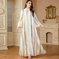 Elegant Ethnic Design Long Abaya Embroidery Ramadan Kaften Chiffon Muslim Dress