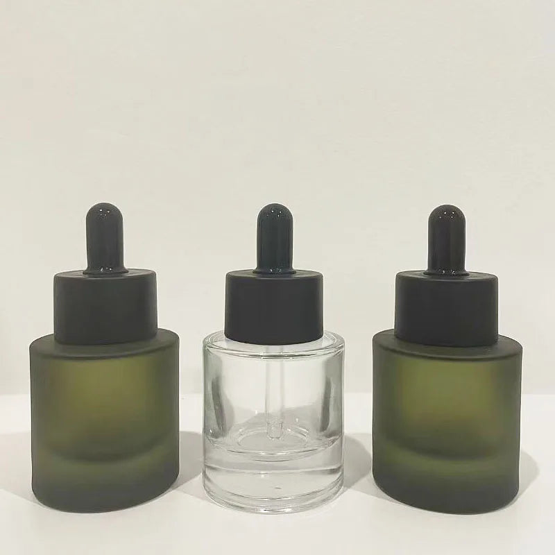 Fast Shipping Customize Cosmetic Dropper Bottle 30ml Thick Bottom Essence Glass Bottle Amber Clear Serum Skincare Packaging