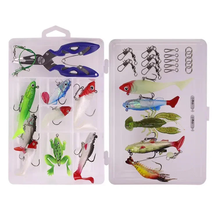 Fishing Tackle Gear Artificial Crankbait Minnow Popper Vib Hard and Soft Fishing Lure Set Bait Kit