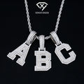 Wholesale Hip Hop Jewelry Iced Out 925 Sterling Silver Vvs Diamond Mossanite Moissanite A-Z Initial Letter Pendant for Men Chain
