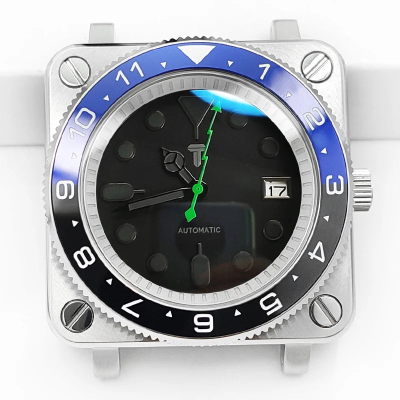 Square Stainless Steel SKX Silver Watch Case Shiny/Brushed Sapphire Caseback 3 O'Clock Mod NH35 NH36 4R36 Wristwatch Tools Parts