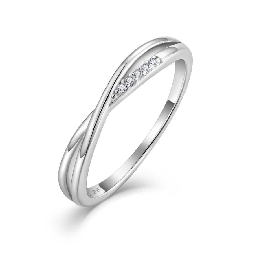 YILUN Elegant 925 Sterling Silver Infinity Twist Ring Zirconia Promise of Forever Love Engagement Ring With Romantic Gesture