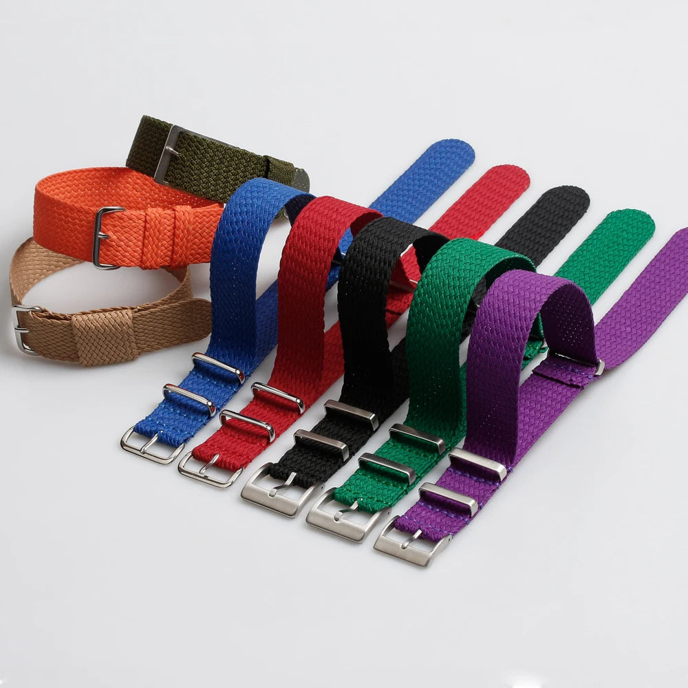 Hot Sales Nylon Braided Watch Strap in Multiple Colors Perlon Watch Bands 14mm 16mm 18mm 20mm 22mm 24mm Watch Bracelet