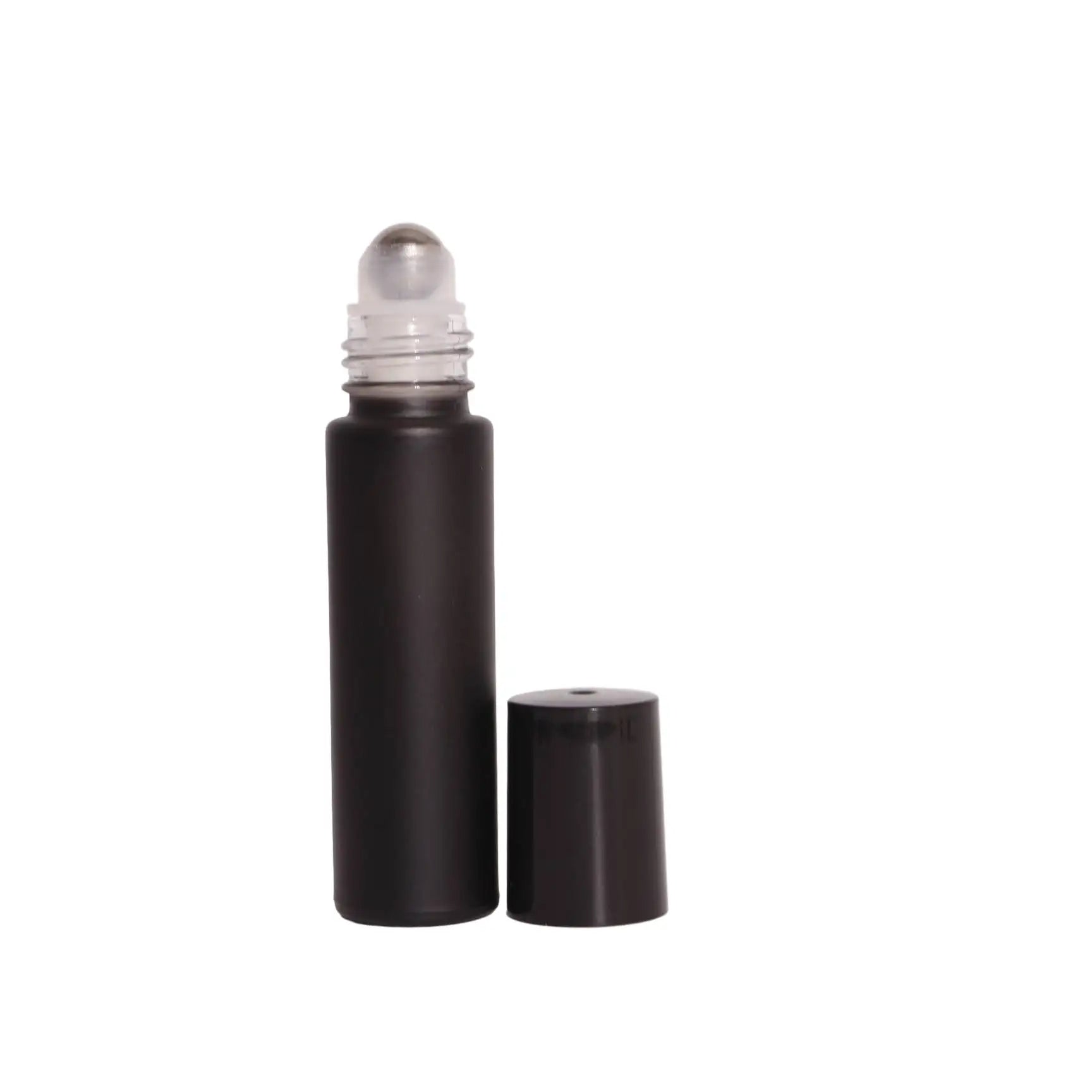 Refillable 10ml Glass Roll on Bottle Essential Oil Perfume Glass Bottle Frosted Black Roller Ball Glass Bottle