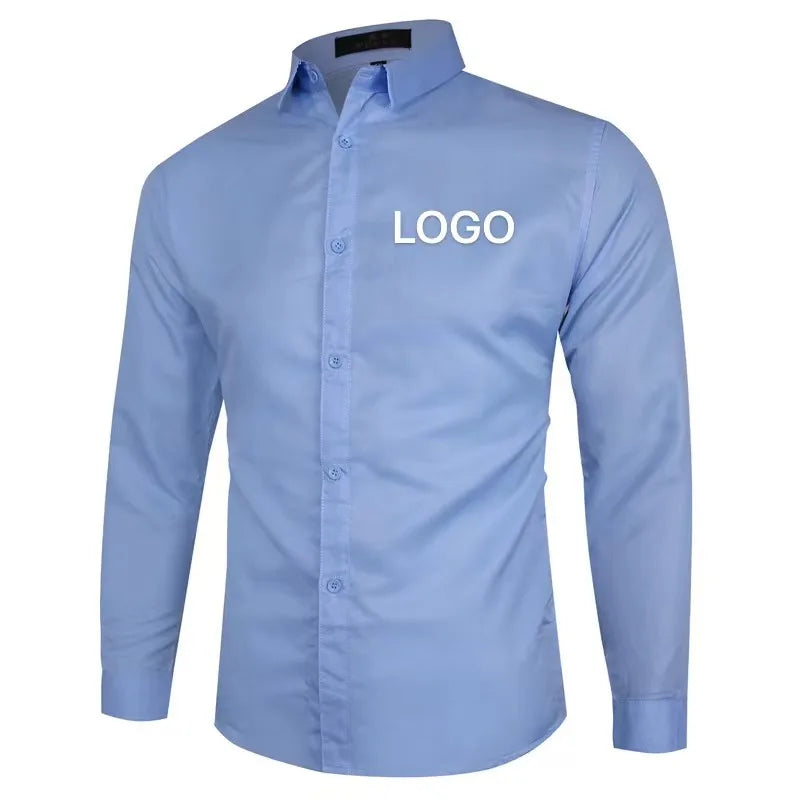 Men's Plus Size Long Sleeve Chinese Style Casual Shirts Customizable Wholesale Breathable Anti-Wrinkle Polyester/Cotton Solid