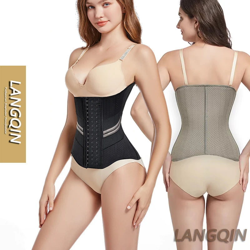 Langqin Women's Sauna Sweat New Breathable Latex Waist Trainer Slimming Shapewear Belly Cincher Tummy Control Corset