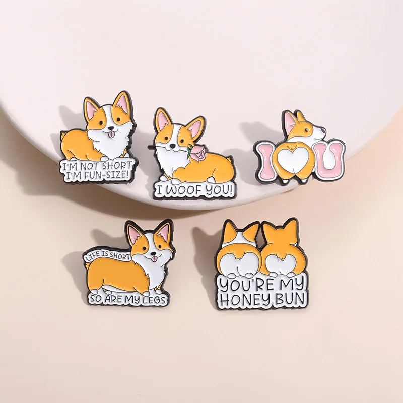 Cartoon Animal Enamel Pins Custom Rabbit Corgi Duck Penguin Brooches Lapel Badges Life Is Short so Am I Jewelry Gift for Friend