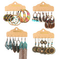 Hot Sale Antique Copper Plated Bohemian Style Earrings Vintage 3-Pair Set of Long Big Hoop Pendant for Women Jewelry Accessories