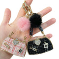 Fashion Mini 3D Handbag Keychain Cute Bling Crystal Rhinestone Purse Key Chains Women Bags Keyring Charms Pendant Girly Keychain