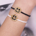 Handmade Women's Adjustable Fashion Bracelet Bohemian Ethnic Style Woven Smile Face Bracelet Beads Unique Geometric Bracelet