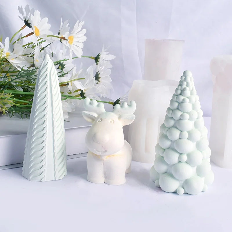 Christmas Three-dimensional Bubble Ball Christmas Tree Candle Mould DIY Incense Plaster Incense Stone Elk Candle Mould