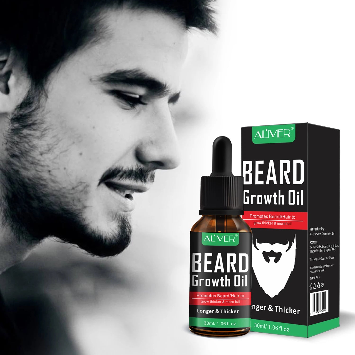 ALIVER Private Label OEM Wholesale Customization Beard Growth Essential Oil30ml Natural Organic Beard Growth Oil for Men