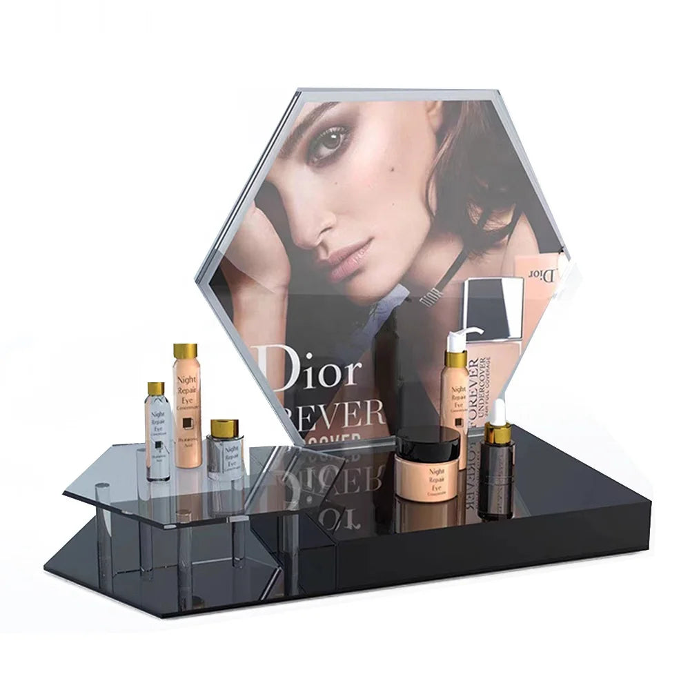 Acrylic Cosmetics Display Racks Fashion Makeup Counter Display Case Trend Lipsticks Display Cabinet