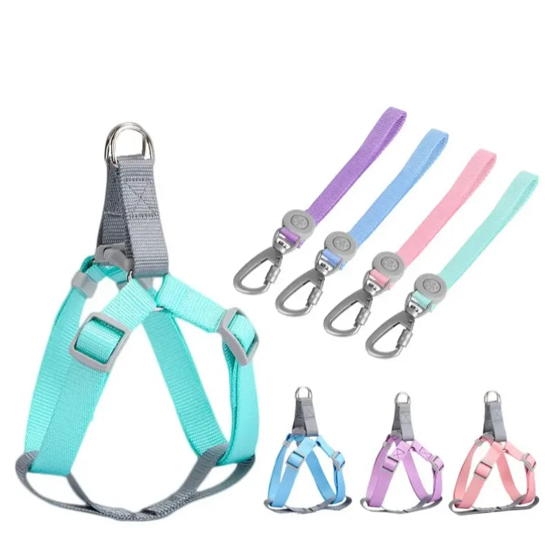 Macaron Nylon Chest Harness Dog Adjustable Walking Leash Pet Accessories Dog Leash Harness