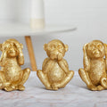 Resin Set of 3 Monkeys Statue See-No Speak-No Hear-No Evil Golden Three Monkey Ornament No Evil Home Office Soft Decoration