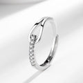 Anillo De Acero Inoxidable Diamond Zircon Sparkling Ring Non Fade Open Adjustable Wedding Engagement Ring Geometric Hollow Ring