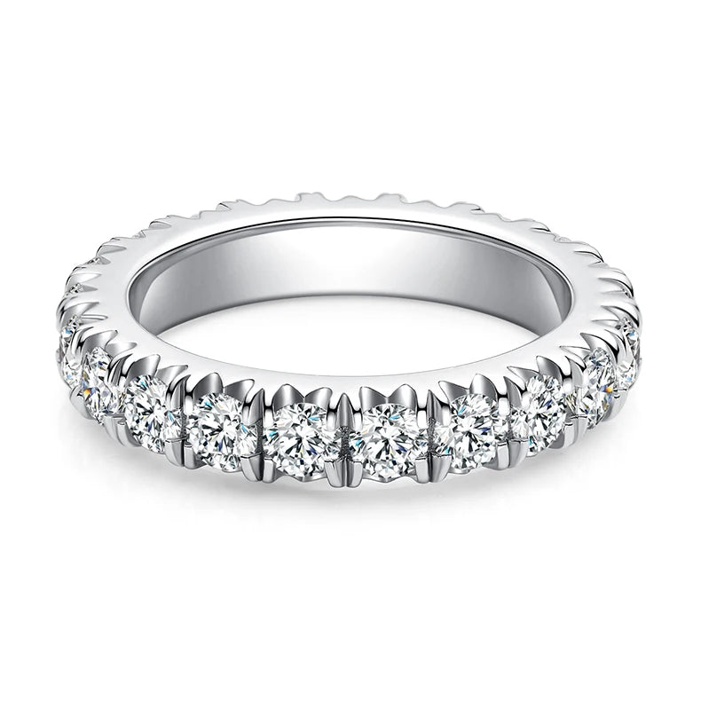 Fashion Wish Jewelry White Gold Plated Solid 925 Sterling Silver D Color Vvs 3mm Moissanite Wedding Ring