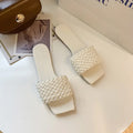 Women's Preparation Retro Square Head Fashion Slippers Simple Solid Colour Trend Ladies Slippers Beach Anti-slip Ladies's Shoes