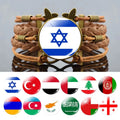 Butterfly Leather Wrap Bracelet 287 Country Flags Fashionable Charm for Asia Europe Africa Latin South North America Oceania
