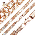 7.6mm FJ Fallon Fashion Jewelry Bismarck Weaving Triple Link Chain Bracelets Plated in Rose Gold Two Tone Brass Based