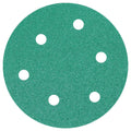 ATPRO 100PCS Green 5 Inch 6 Hole Round Sandpaper for Grinding and Polishing Car Dry Self-adhesive Flocking Pneumatic Machine