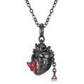 Black Gold Heart & Blood Butterfly Pendant Necklace Real 925 Sterling Silver Chain Necklace for Women Fine Jewelry Accessory