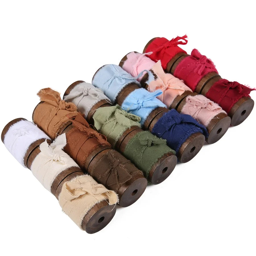 Decoration Cotton WEDDING 38mm Hand Made Hand Tear Rough Edge Cotton Ribbon Wedding Flower Wrap