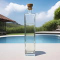 Wholesale Square 500ml Clear Empty Super Flint Glass Bottle for Liquor Vodka Rum Whisky With Cork by Manufacturers