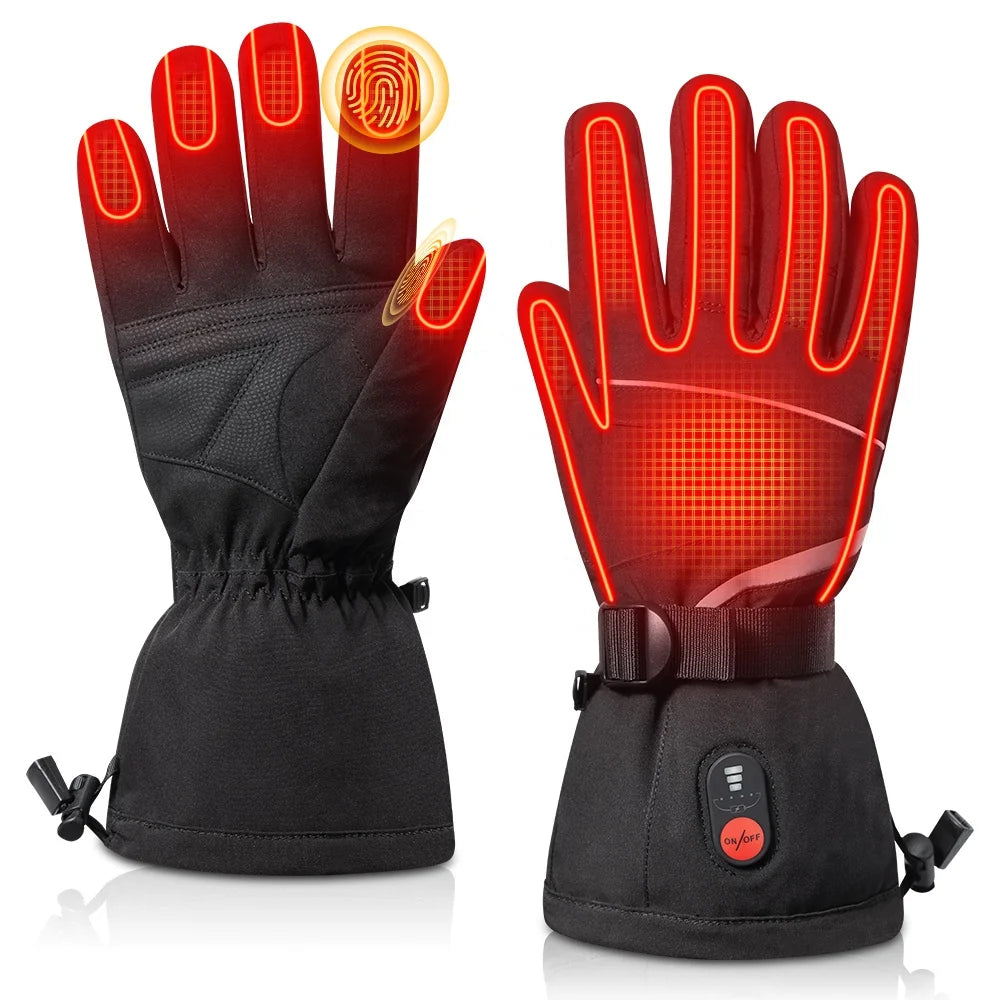 Adjustable Temperature Rechargeable Electric Battery Winter Outdoor Windproof Touchscreen Features Skiing Riding Heated Gloves
