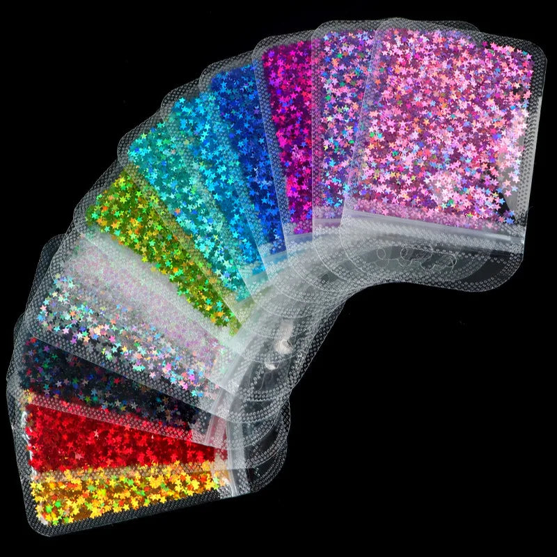 New Art Accessories 12 Color Laser Star Nail Glitter Designer Nail Charms Nails Accessories Women