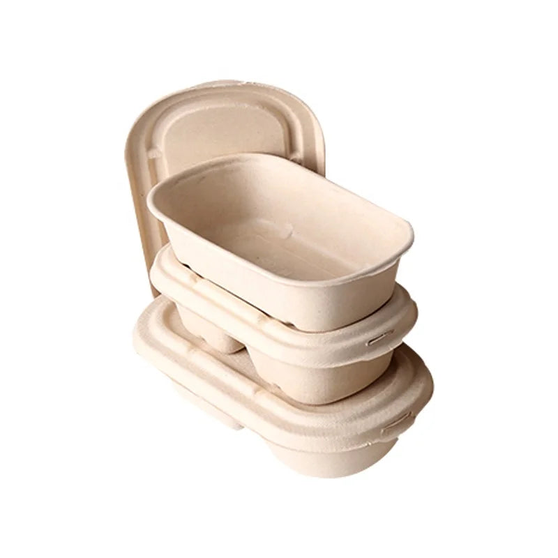 Factory Wholesale Biodegradable Cornstarch Disposable Lunch Box Thickened Bagasse Material Customized Color Food Grade Free