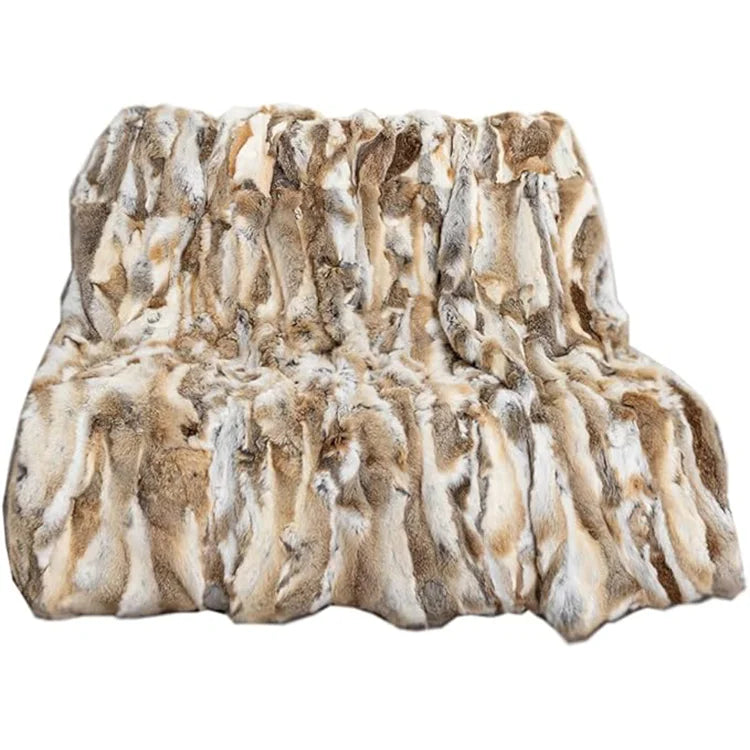 Natural Real Luxury Rabbit Fur Throw Blanket Fur Rug Carpet Scattered Bed Real Fur Natural Soft Blanket for Couch Living Room