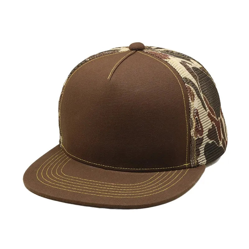 Custom Logo Private Label Gorras Camo Mesh Blank Plain Snapback Cap Cotton Trucker Hat