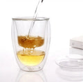 350ml Double Cooling Glass Egg Shaped Cup with Glass Lid Tea Coffee Mug