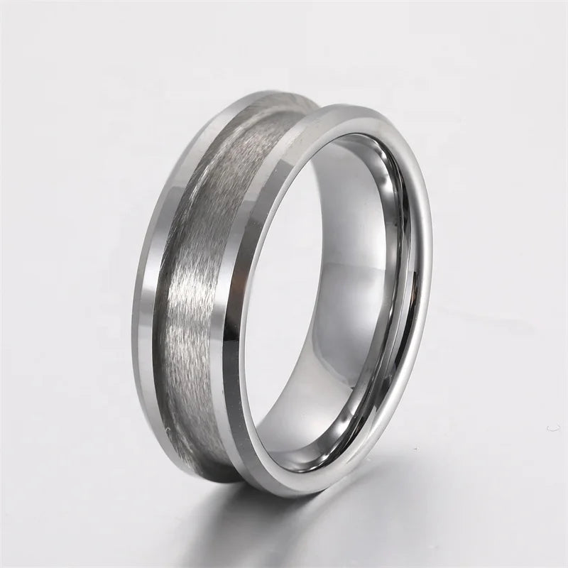 OAHLAN Fashion Jewelry Wholesale Plain Edge 4/6/8mm Silver Tungsten Blank Ring for DIY Inlay Wholesale