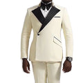 Fashion Beige Full Men's Suit 2 Piece Set (Jacket+Pant) Regular Fit Dress Suits for Man Elegant Blazer Clothing Chaqueta Hombre