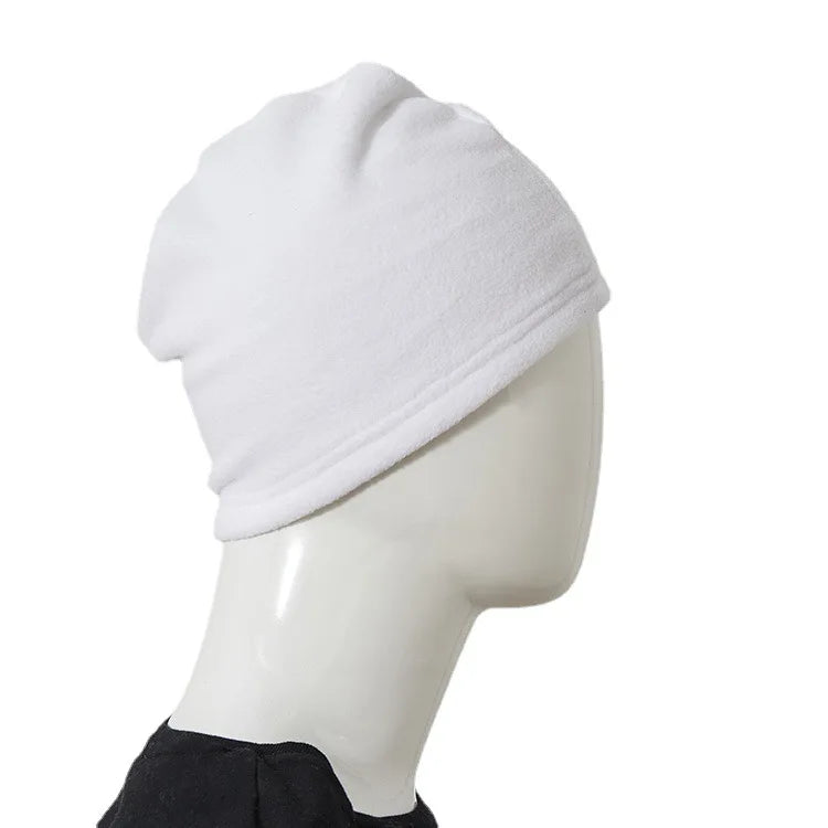RubySub Custom Sublimation DIY Blank White Winter Beanie Hats Keep Warm Fleece for Promotion Gift