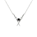 SC New Trendy Crossed Swords Heart Necklace Heart Crystal Pendant Necklace Silver and Gold Plated Heart Necklace for Women