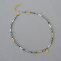Vintage Turquoise Crushed Silver Beaded Necklace Personalized Turkish Eyes Brass Coin Pendant Stacking Necklace