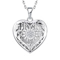 Women High Quality Pendant Fine Jewelry Zirconia Sun Flower Sterling 925 Silver Photo Pictures Heart Locket Pendant