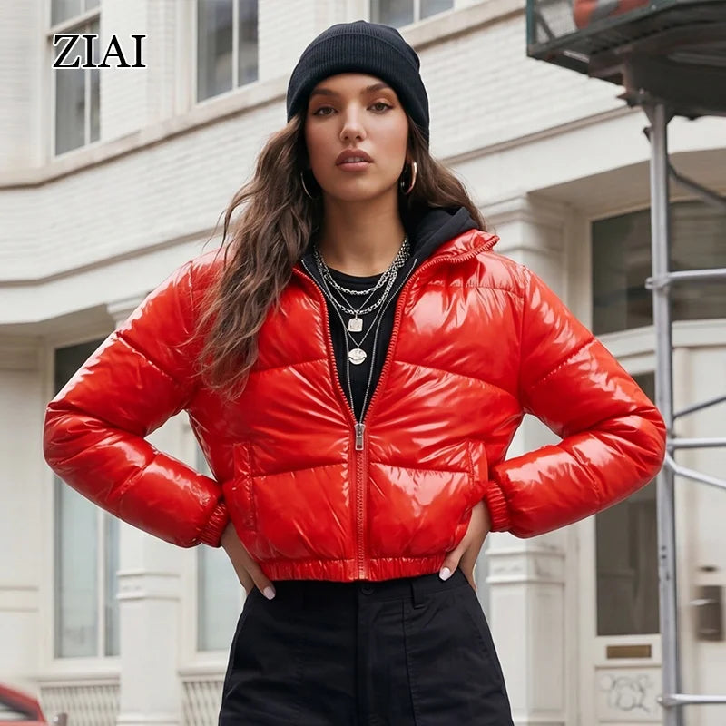 Best Selling Women Bubble Jacket Reflective Cropped Jacket Thick Puffer Padded Quilted Coat High Neck Puffer Jacket Coats