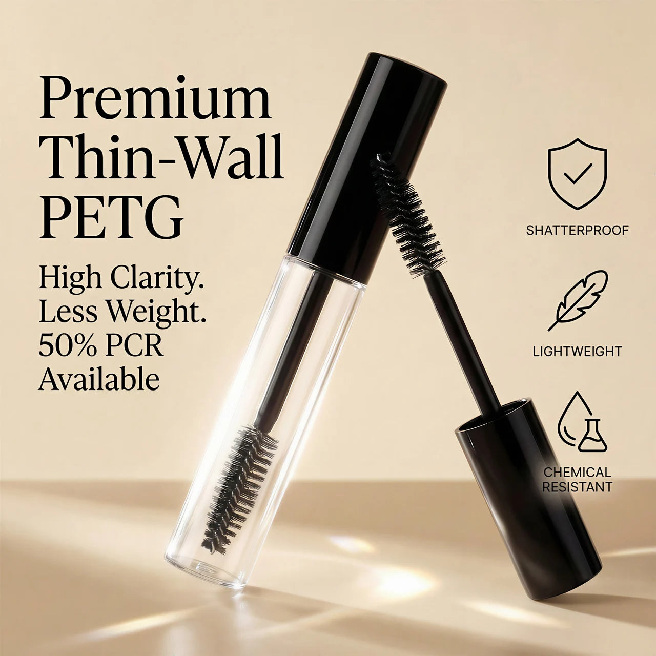 Empty 10ml Mascara Tube Round Plastic Packaging Eyelash Wand Custom Color Private Label OEM Factory