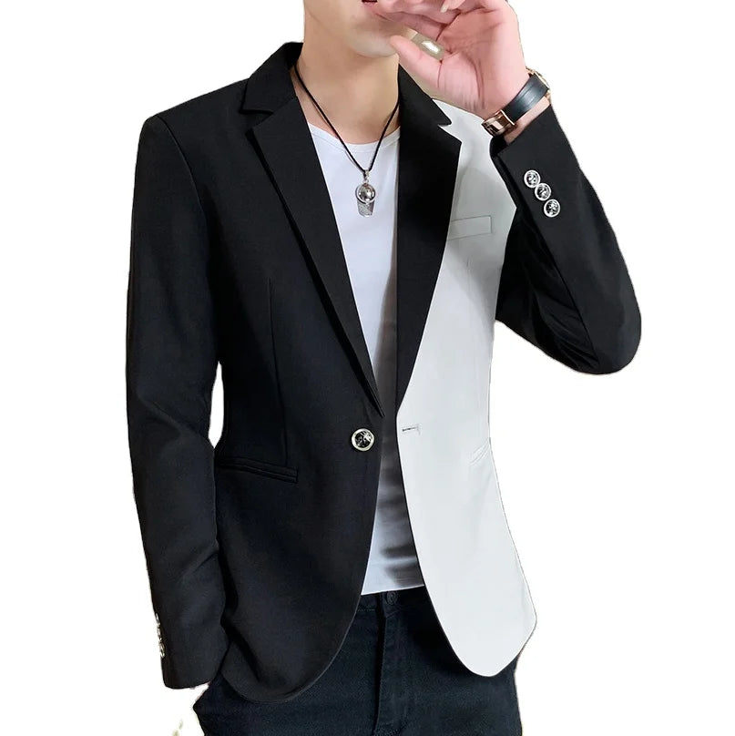 Men M~ 2XL 3XL Small Suit Male Korean Version the Self-cultivation Turn-down Collar Chinese Tunic Casual Suit Thin Jacket Youth