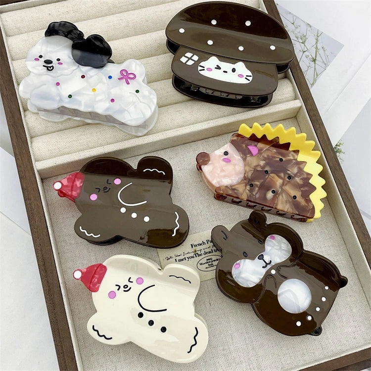 Cute Small Animal Cartoon Cellulose Acetate Hair Claw Accessory for Women's Dog Hamster Hair for Women