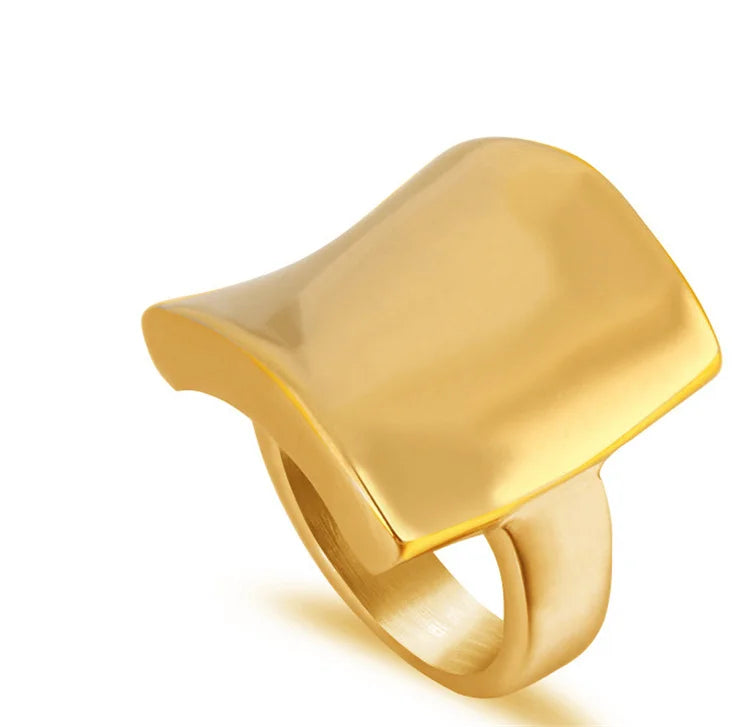 Wholesale High Polish Simple Stainless Steel Personalized Ring Irregular Geometric Ring for Girls