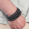 Women Genuine Black Hematite Bead Crystal Stone Bracelet Bangle for Weight Loss & Anxiety Mens Jewelry