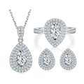 T93G Abiding Double Cubic Zirconia Halo 925 Sterling Silver Gra Certified Waterdrop Pear Cut White Moissanite Women Jewelry Set
