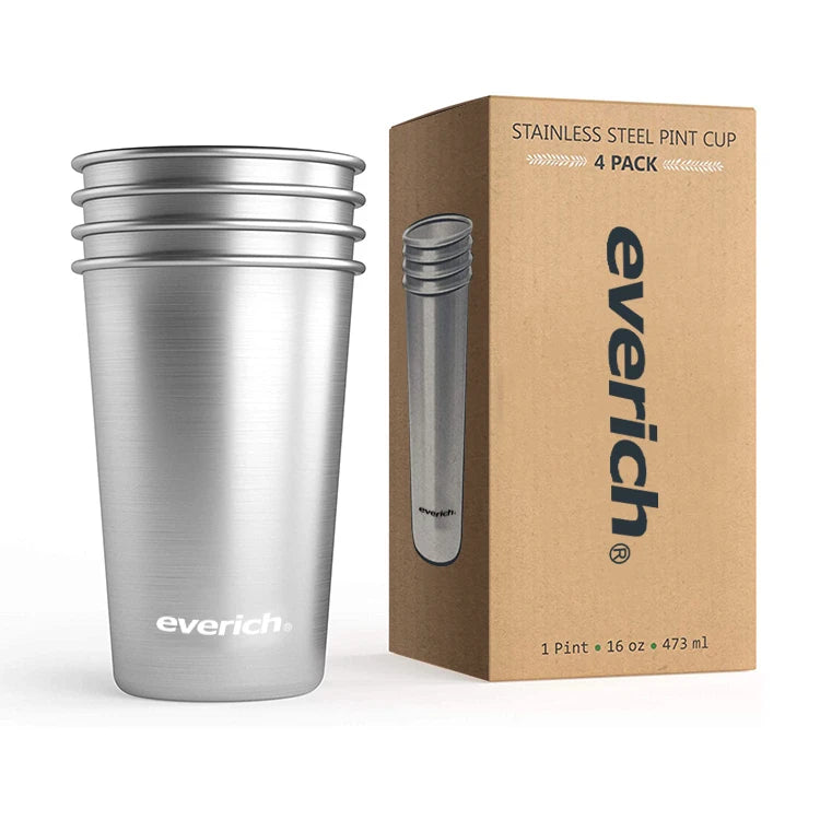 Eco Friendly Recycled Tumbler Stainless Steel Drinking Wine Cups Customized logo Color for Kids and Adults Party Style