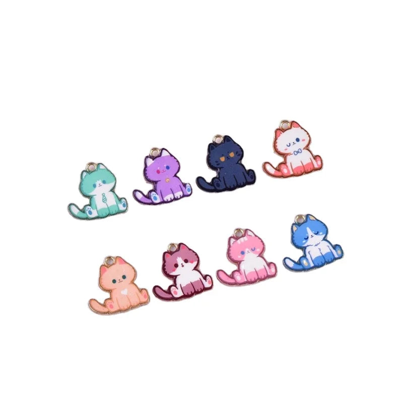 Enamel Cat Charms Animal Charms Bulk Lovely Cat Pet Charms for Jewelry Making Supplies Accessories DIY